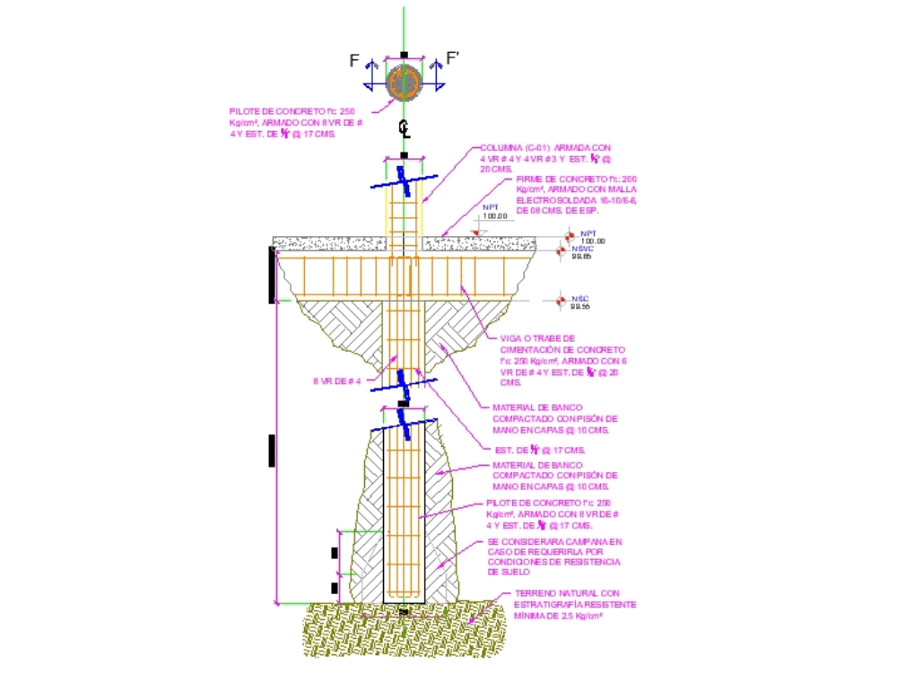 Detalle de pilote en AutoCAD | Descargar CAD gratis (37.41