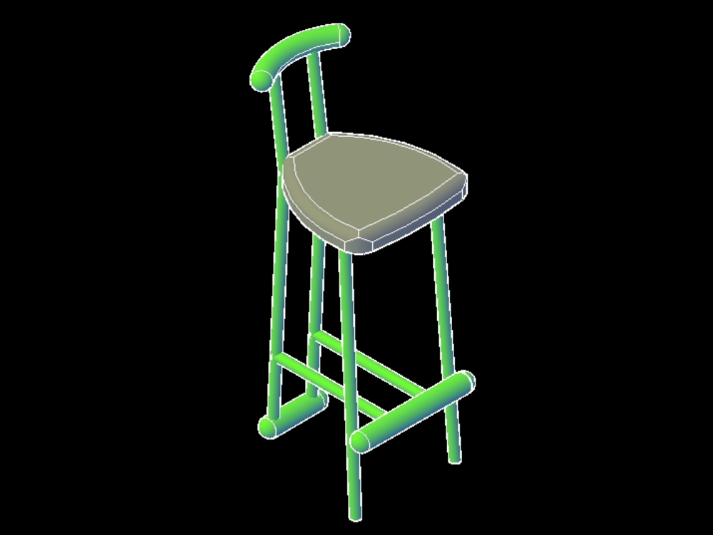 Hocker-Stuhl in 3D.