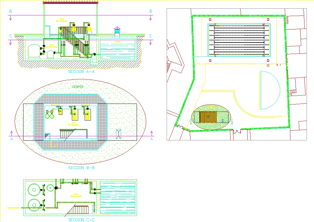 Swimming pool filter room in AutoCAD | Download CAD free 