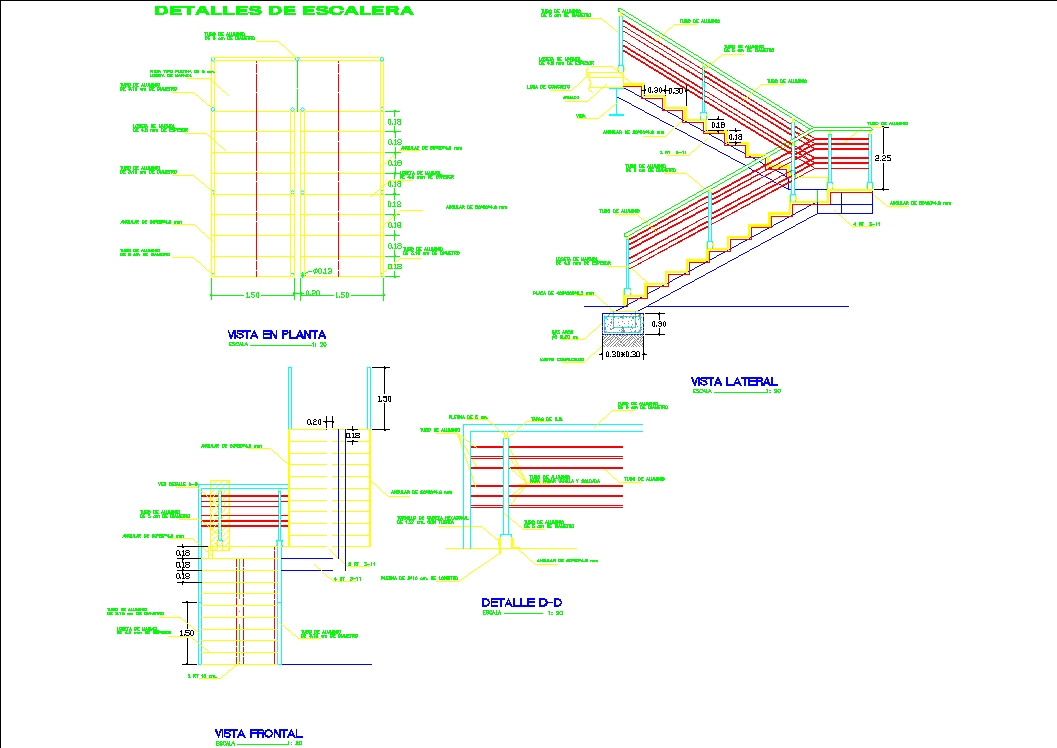 Escada de um lance. em AutoCAD, Baixar CAD (93.88 KB)