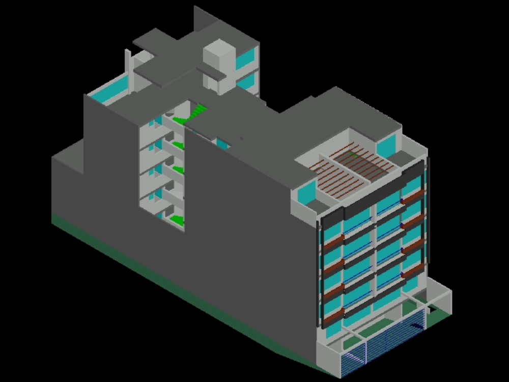 6-story multi-family building in 3d