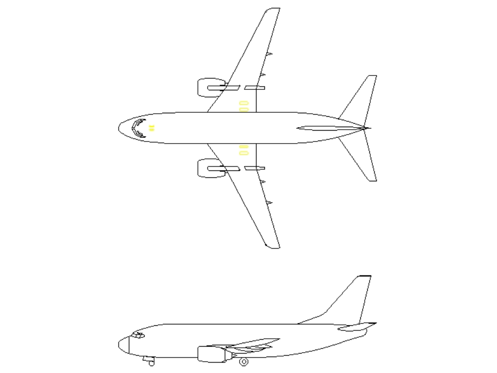 Dessins d'avion, dimensions réelles 4 vues