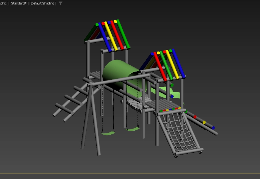 Playground Equipment, Wooden construction 3D