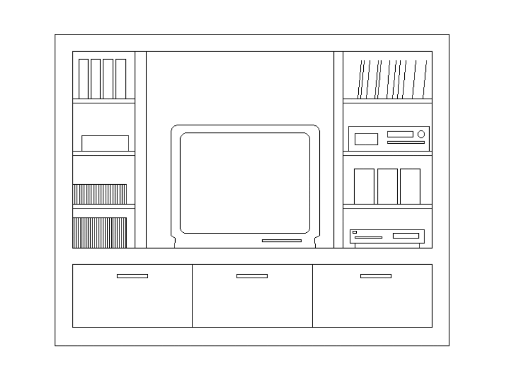 Home theater front view, crt tv (19.37 KB) Bibliocad