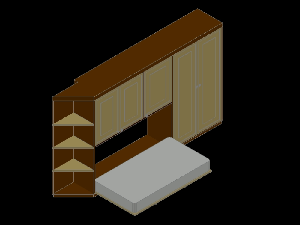Mueble vestidor en 3D.