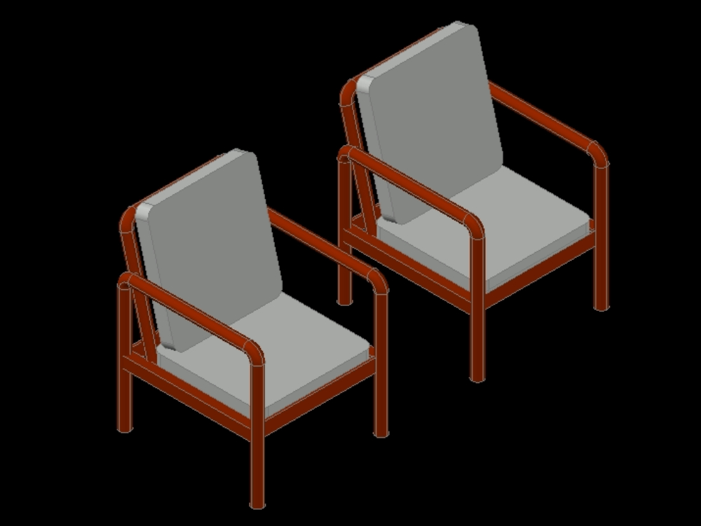Cadeiras tipo poltrona em 3d.