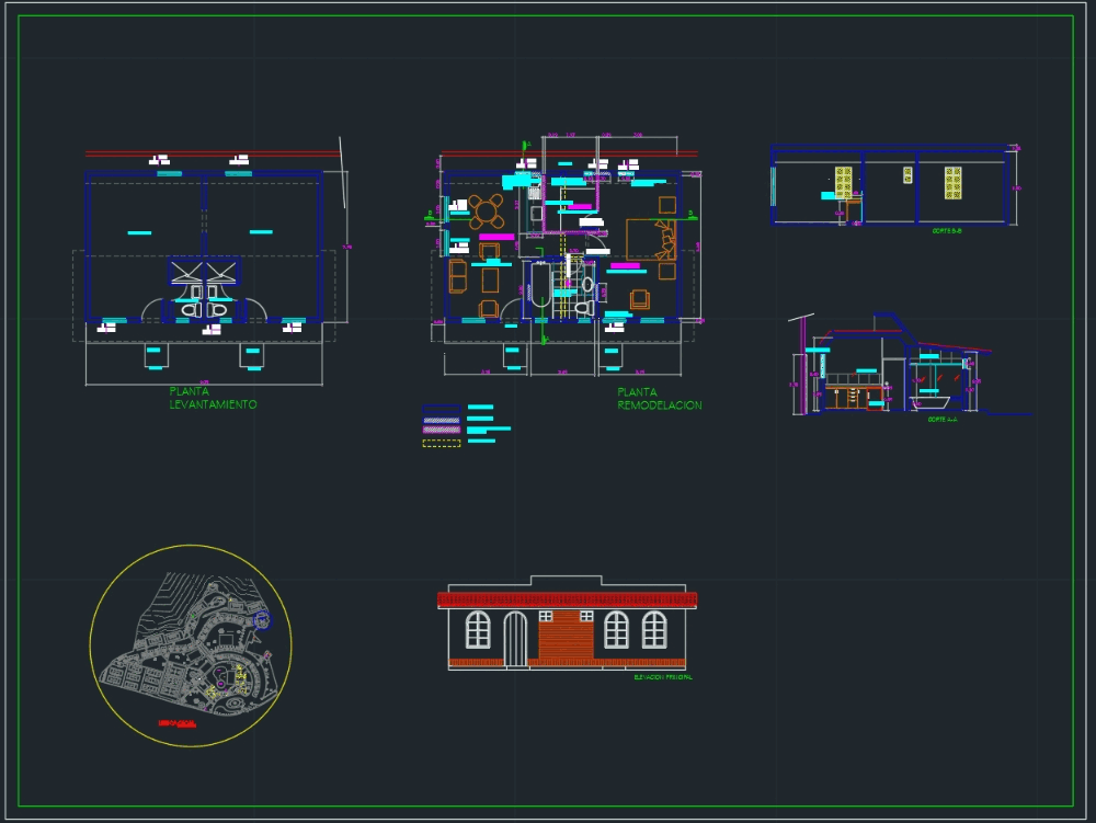 Bungalow in AutoCAD | Download CAD free (951.65 KB) | Bibliocad