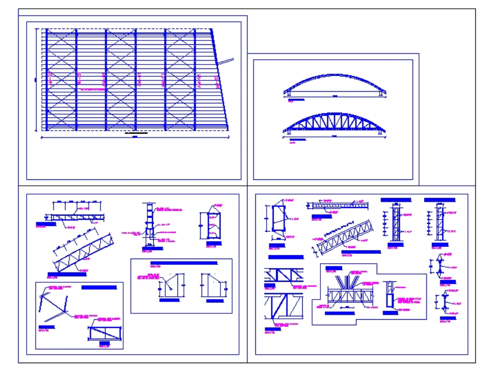 Detalle estructura metálica de cancha de basquet ( KB) | Bibliocad