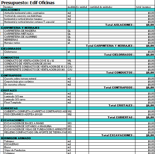 BUDGET TEMPLATE--OFFICE BUILDING