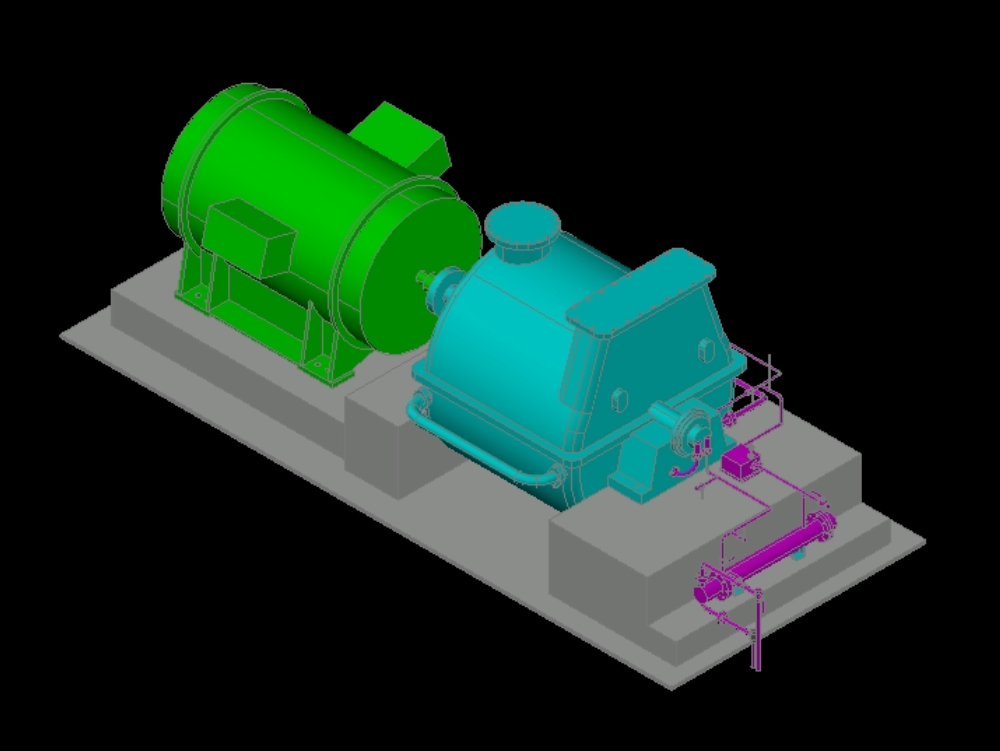 Engine and turbocharger in 3d