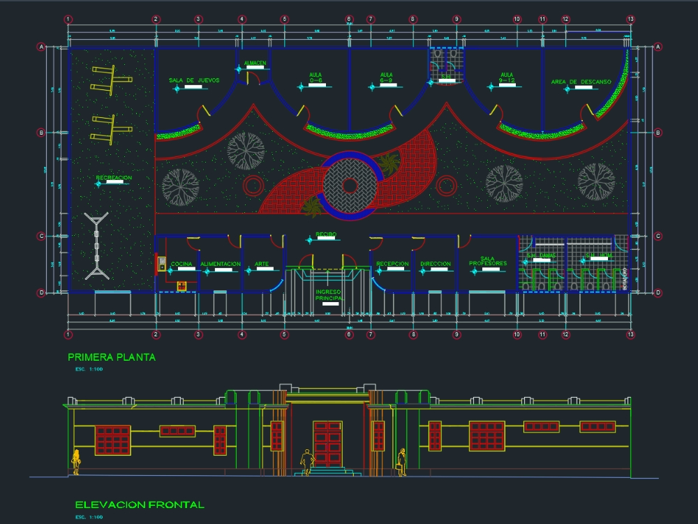 Jardim de infância em AutoCAD 31 Blocos CAD gratis