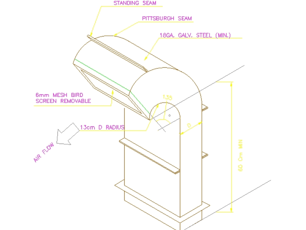 Gooseneck in AutoCAD | CAD download (22.72 KB) | Bibliocad hvac drawing plans 