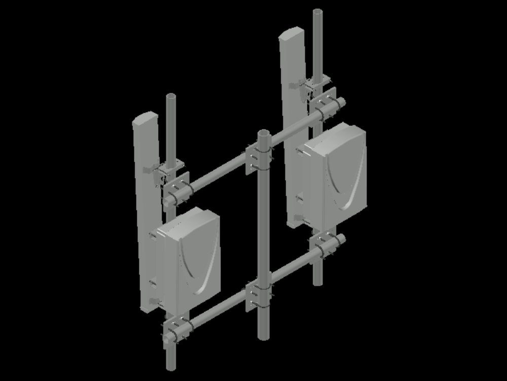 Antennas on supports in 3d.
