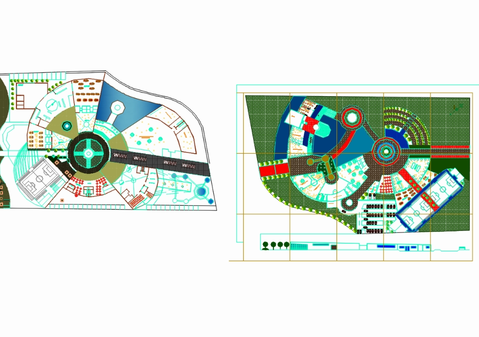 Parque de jogos e sala de eventos em AutoCAD, CAD (2.34 MB)