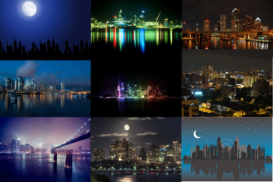 CITYSCAPES BY NIGHT--GRAPHIC RESOURCES