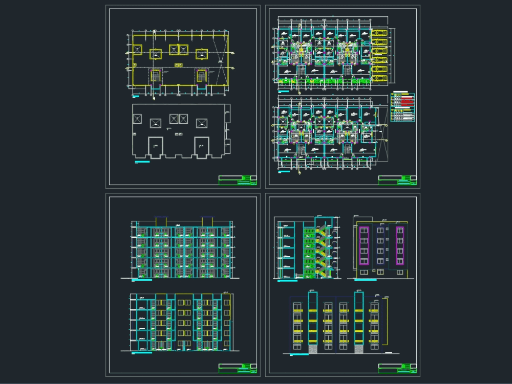 Apartment building, 4 storeys in AutoCAD | CAD (873.43 KB) | Bibliocad