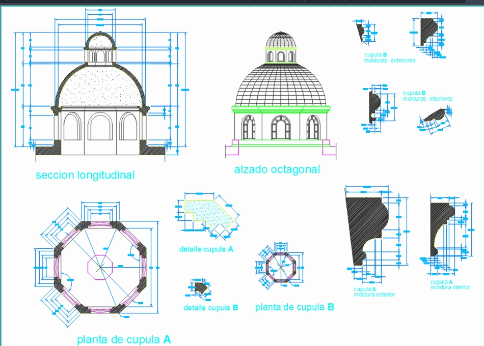 Dome construction details in AutoCAD CAD (116.95 KB) Bibliocad