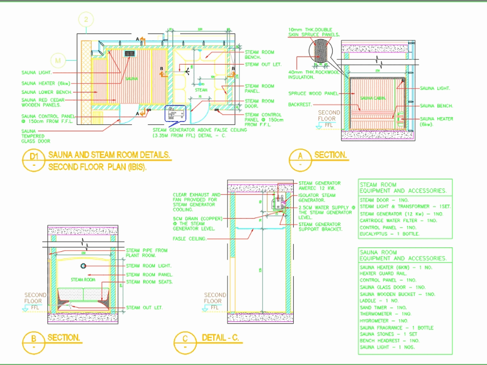 Sauna and steam room details in AutoCAD | CAD (332.08 KB 