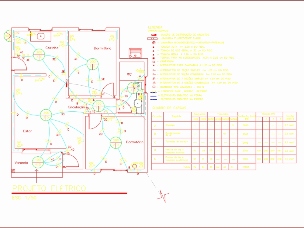 Residential wiring plan--housing 1 storey (359.83 KB) | Bibliocad