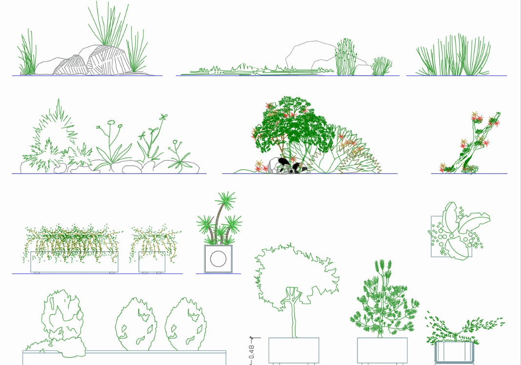 Block of plants in AutoCAD | Download CAD free (1.53 MB) | Bibliocad