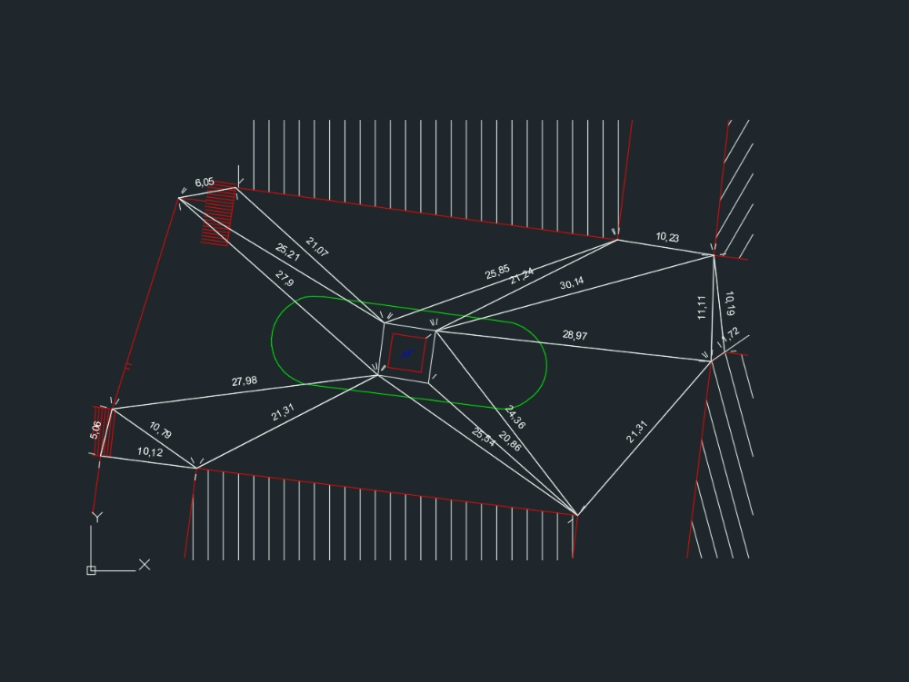 Triangulação de um quadrado em AutoCAD, CAD (33.6 KB)