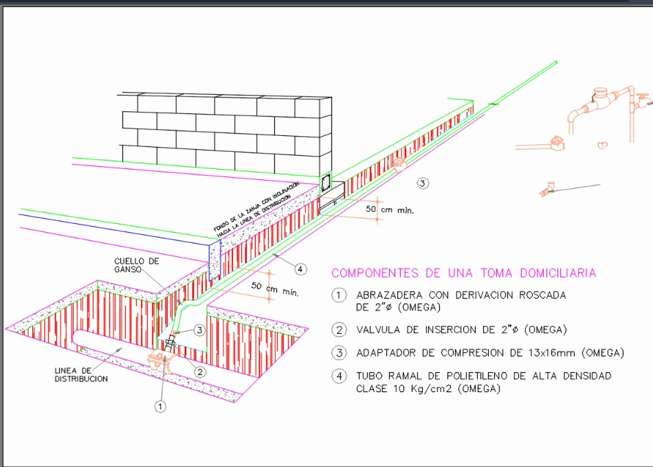 Toma de agua en AutoCAD  Descargar CAD gratis (54.46 KB 