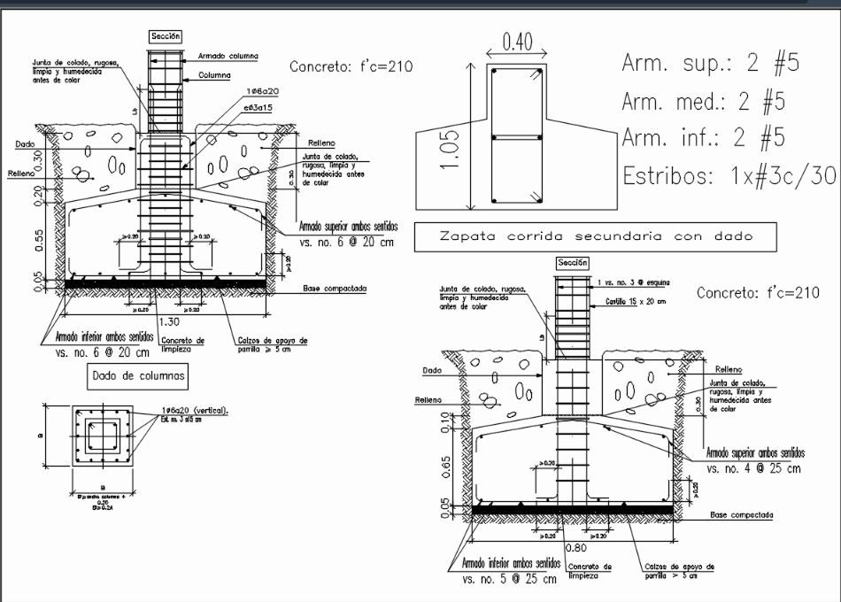 Cimentacion En AutoCAD Descargar CAD Gratis MB Bibliocad