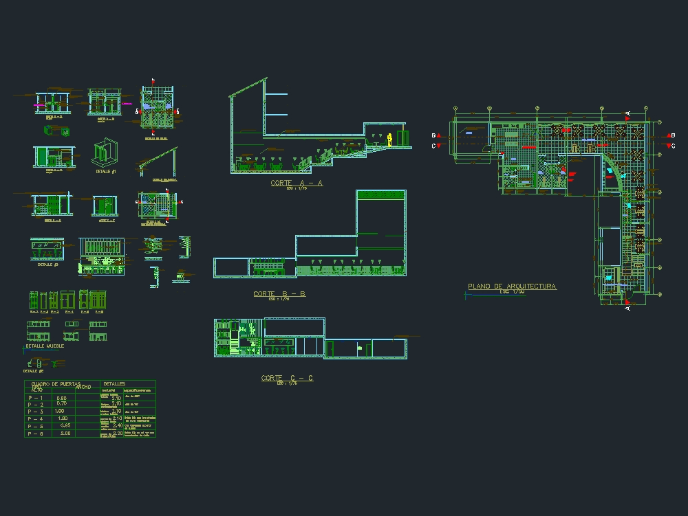 Planos cafeteria en AutoCAD Descargar CAD gratis (3.26 MB) Bibliocad