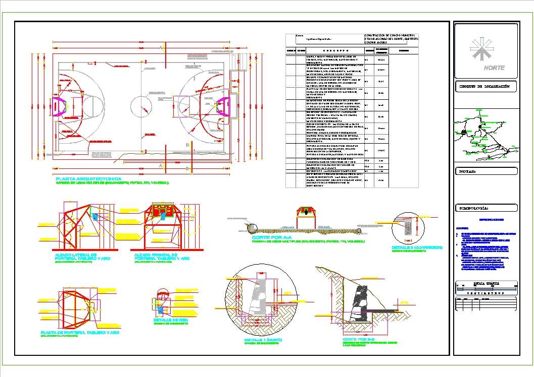 Plano de cancha de basquetbol en AutoCAD | CAD ( KB) | Bibliocad