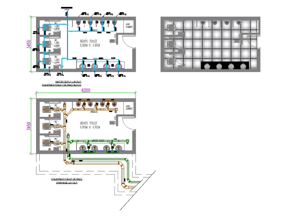 Toilet, including water supply and drainage design (192.7 ... sewage flow diagram 