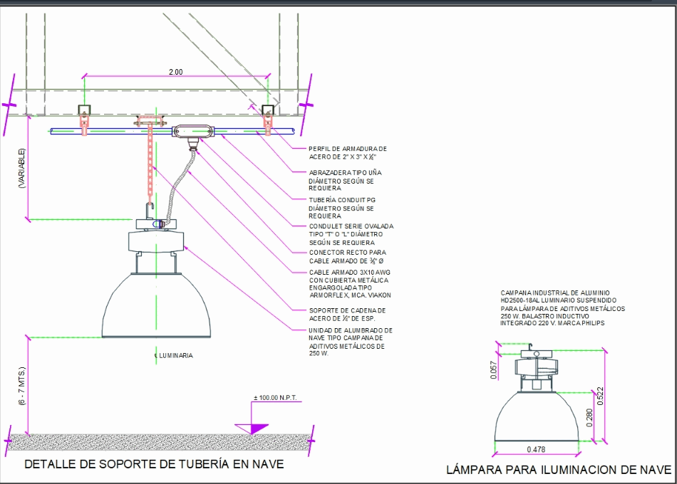 Detail lighting and warehouse support (42.71 KB) | Bibliocad relay rack wiring 