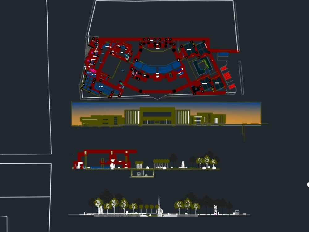 Centro de eventos em AutoCAD, Baixar CAD Grátis (1008.62 KB)