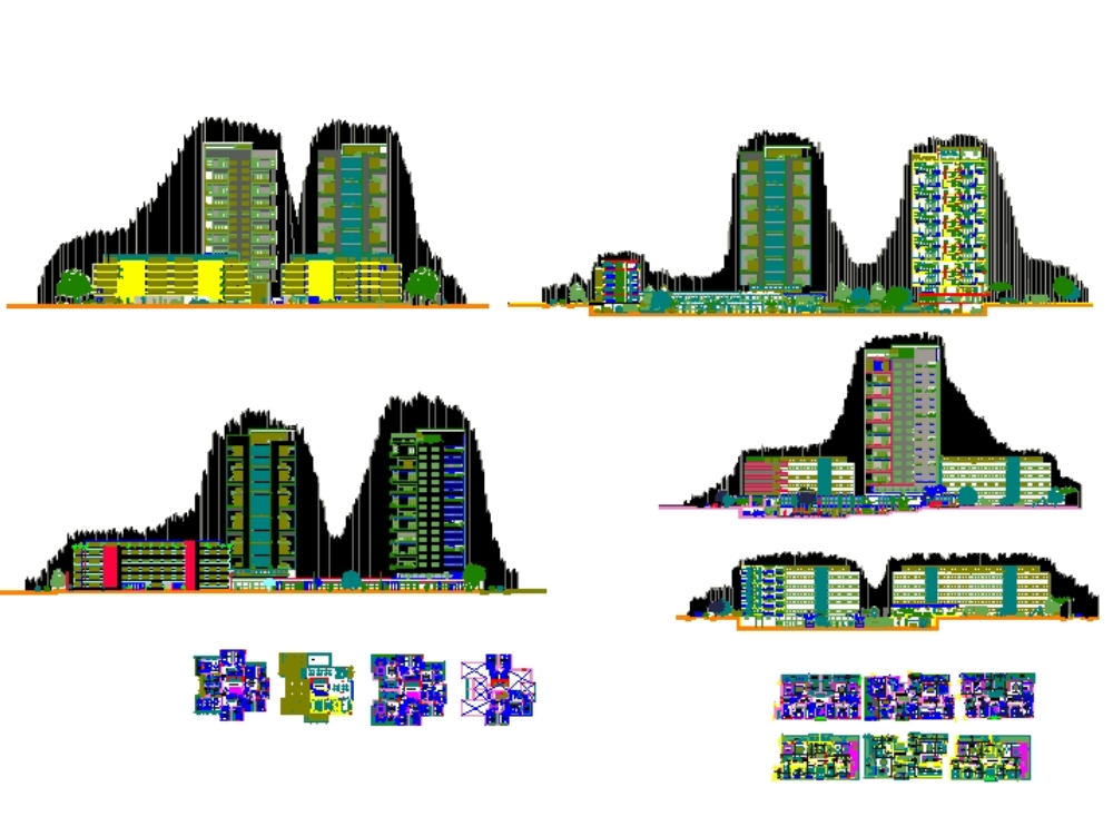 Torres e blocos de apartamentos.