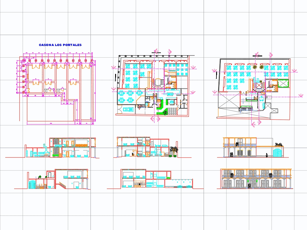 Restaurante los portales en AutoCAD | Descargar CAD gratis (1.94 MB