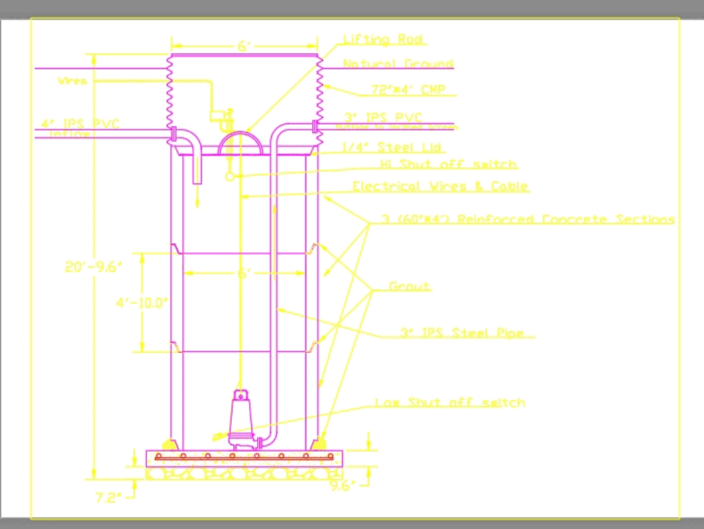 Sump pump housing, drainage in AutoCAD | CAD (46.67 KB ... electrical plan example pictures 