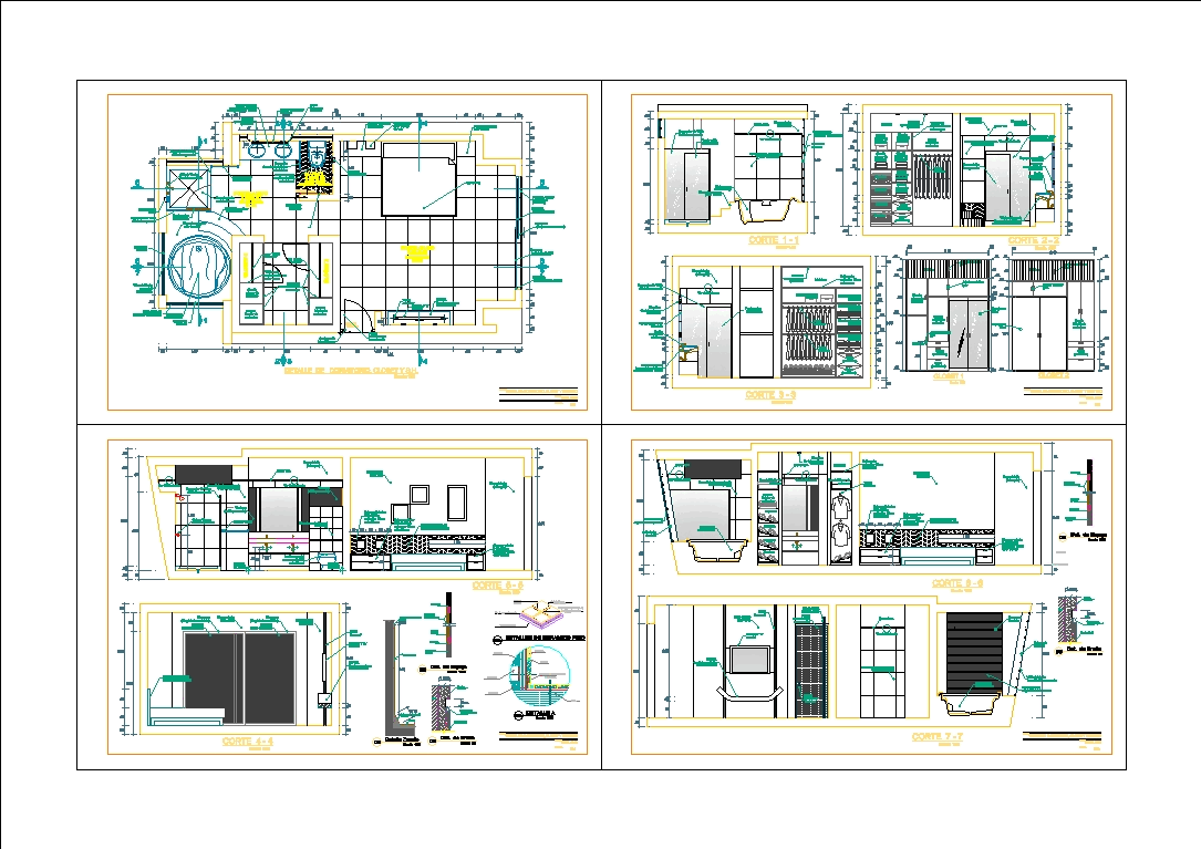 Detalles de dormitorio; closet y baño (464.46 KB) | Bibliocad