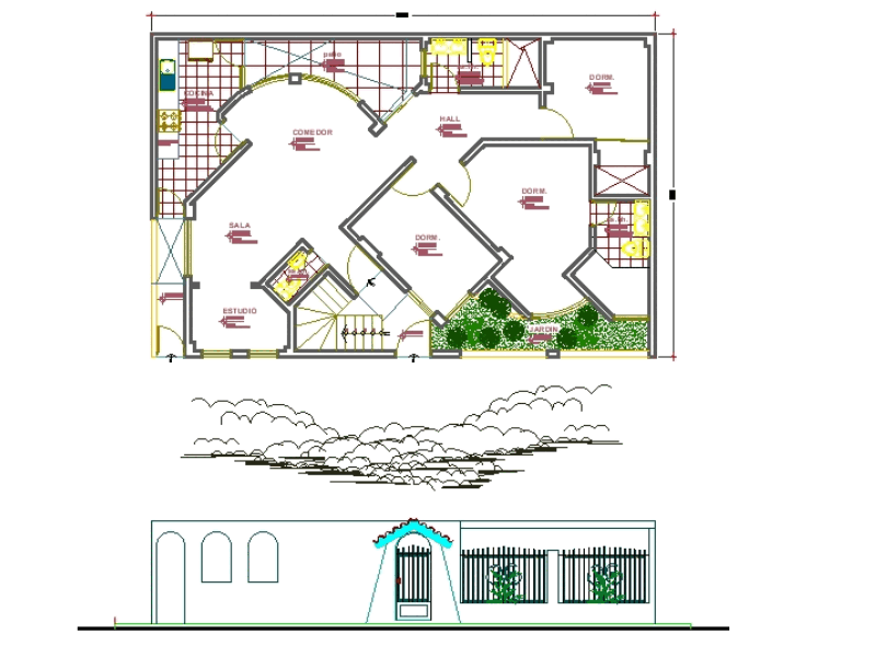 Einfamilienhaus, typ stadthaus in AutoCAD | CAD (352.22 KB) | Bibliocad