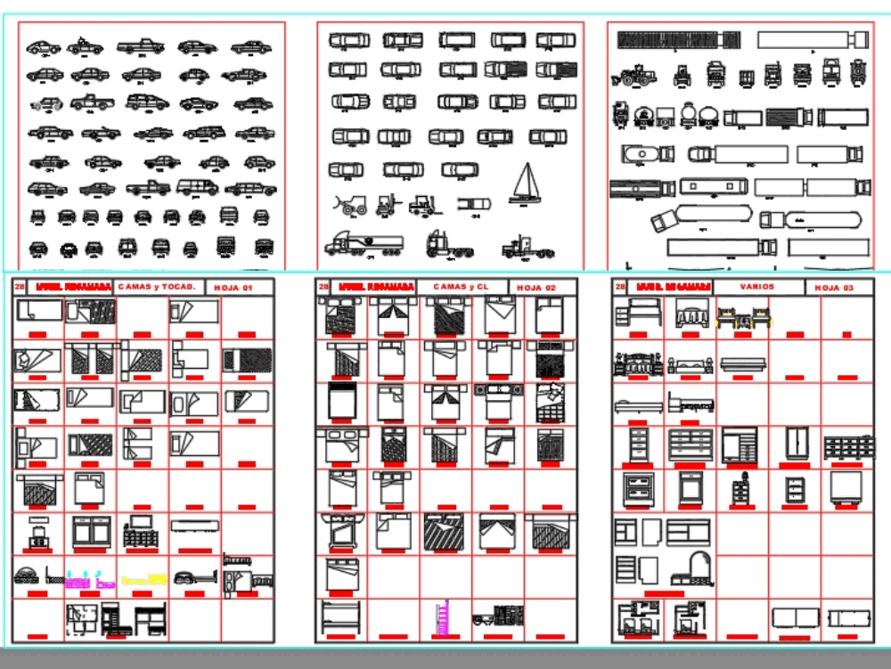 2d autos in AutoCAD | Kostenlos CAD herunterladen (9.18 MB) | Bibliocad