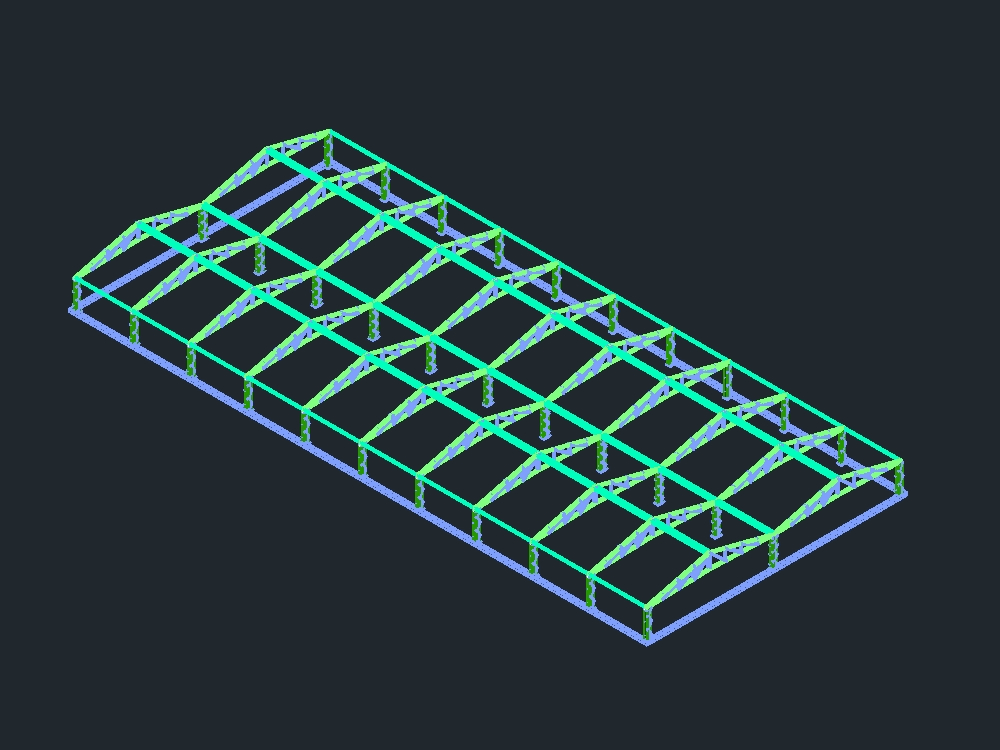 greenhouse workshop 20x50 - 3d in autocad cad 1.75 mb