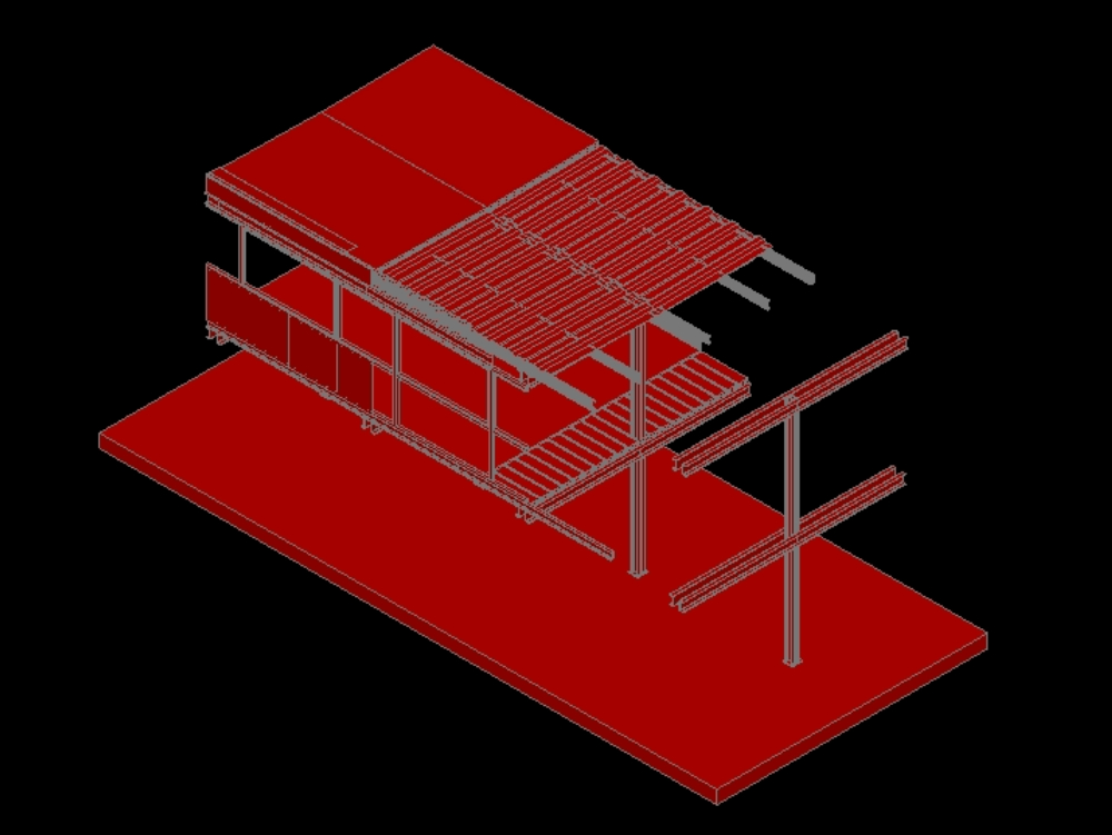 Metal frame building structure,  Axonometric