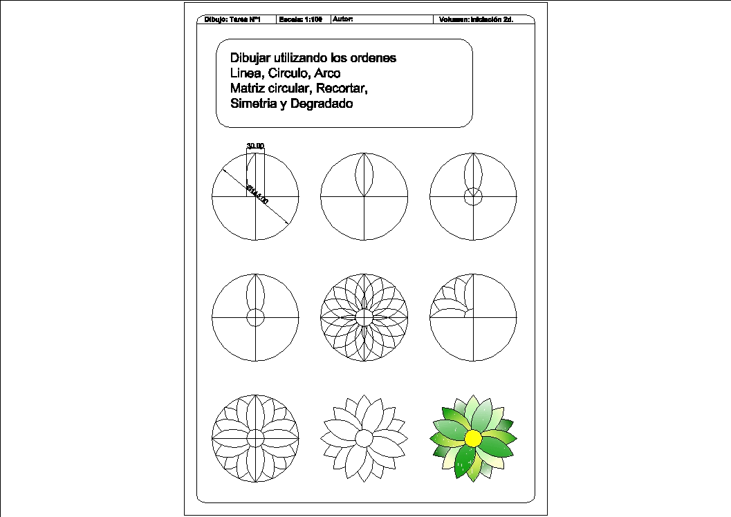 Exercise autocad 2d (lesson) - flower (47.64 KB) | Bibliocad