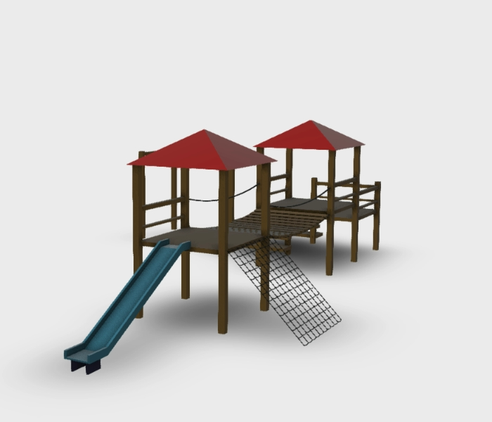 Playground Structure, Slide, Wood Bridge, etc.