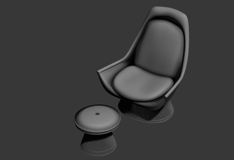 Reclining chair with center table 3d