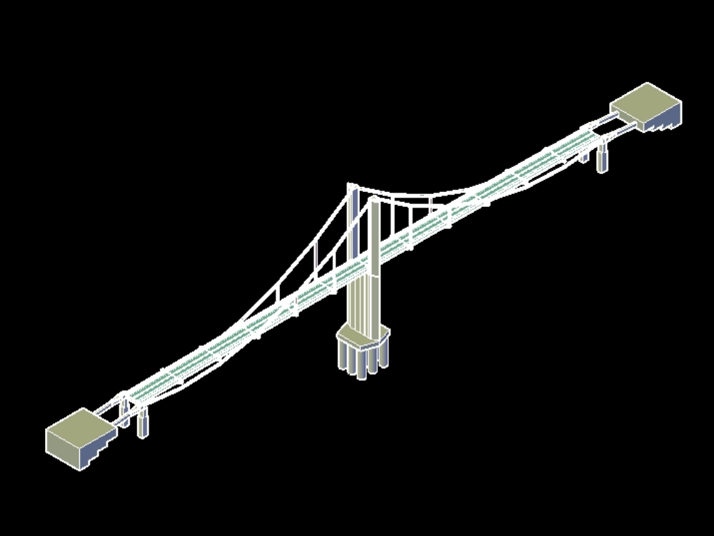 Vehicular bridge with tensioners in 3d.
