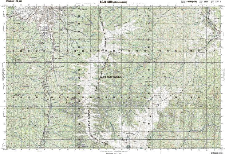 Carte topographique Loja, Équateur