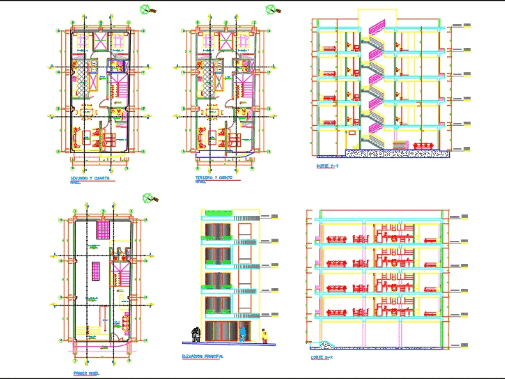 Multifamily, 5 storeys in AutoCAD | CAD download (362.55 