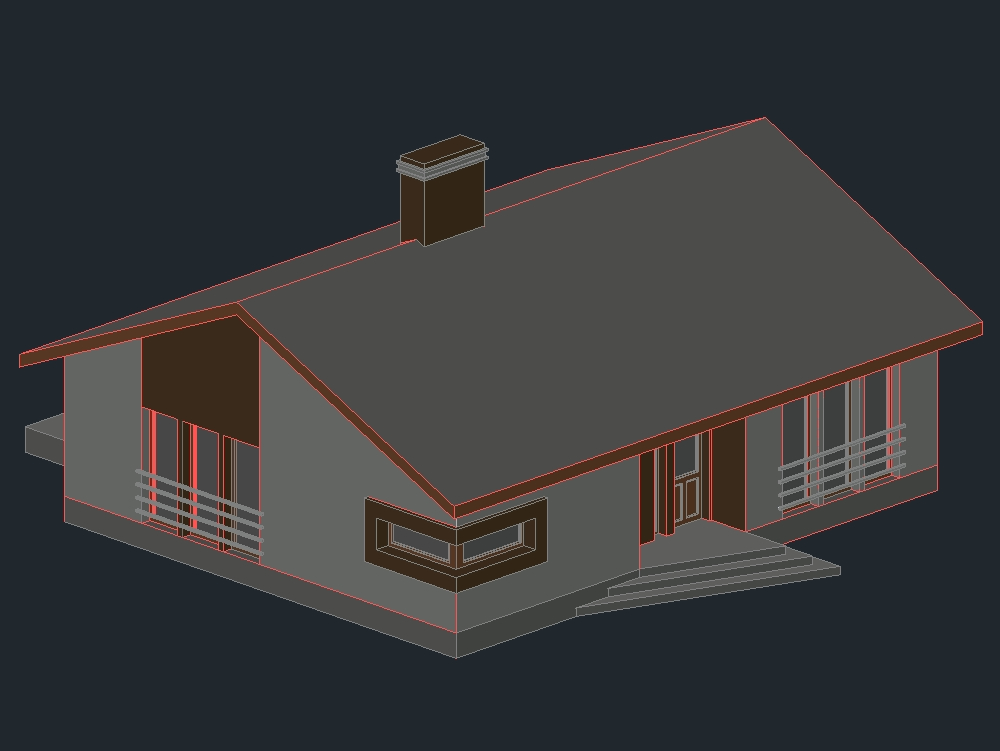 Casa de un nivel 3D