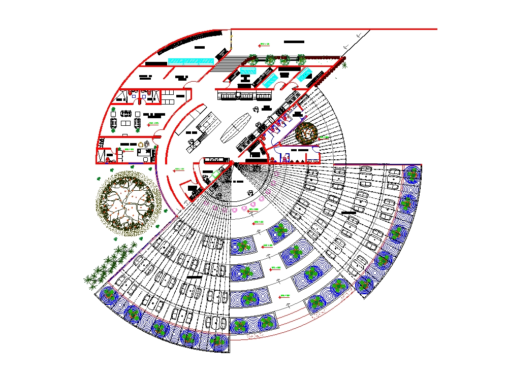 Restaurant circular in AutoCAD Download CAD free (551.39 