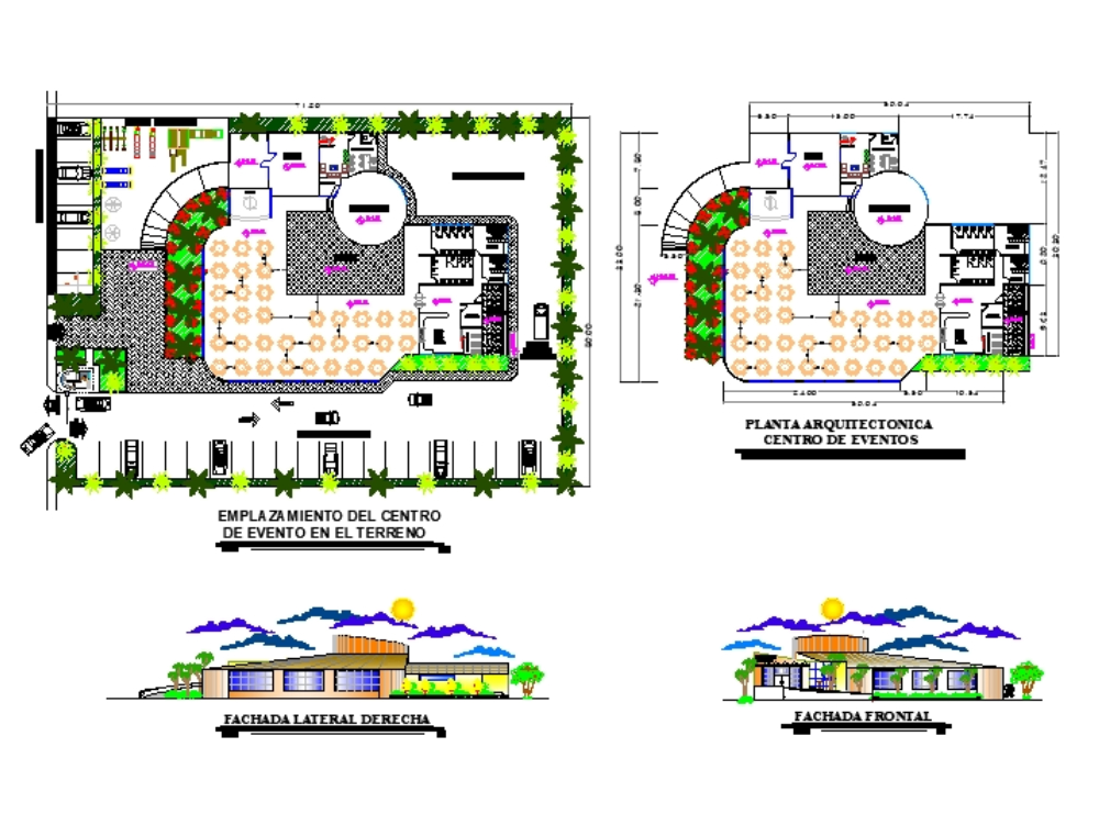 Parque de jogos e sala de eventos em AutoCAD, CAD (2.34 MB)
