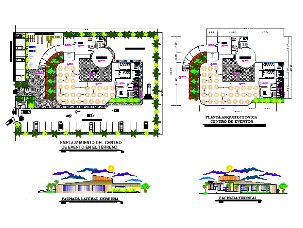 Salão de festas em AutoCAD